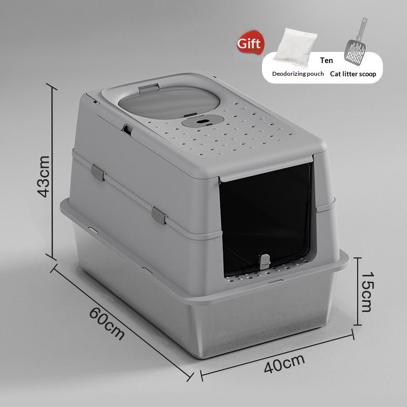 Stainless Steel Semi-Enclosed Cat Litter Box