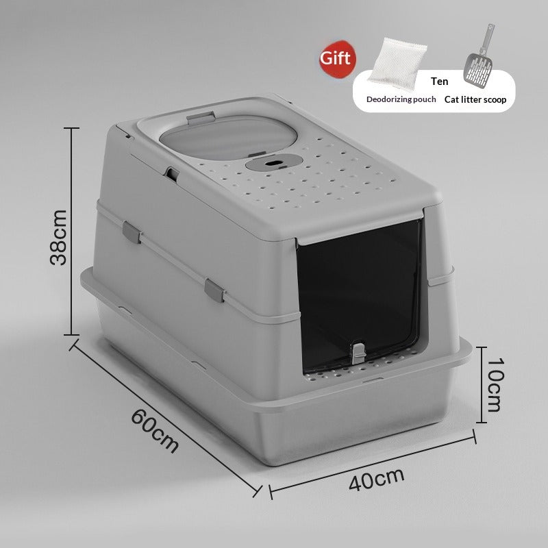 Stainless Steel Semi-Enclosed Cat Litter Box