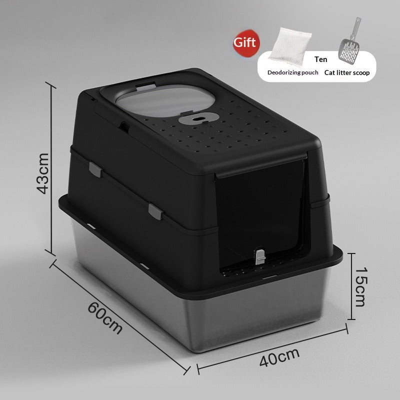 Stainless Steel Semi-Enclosed Cat Litter Box