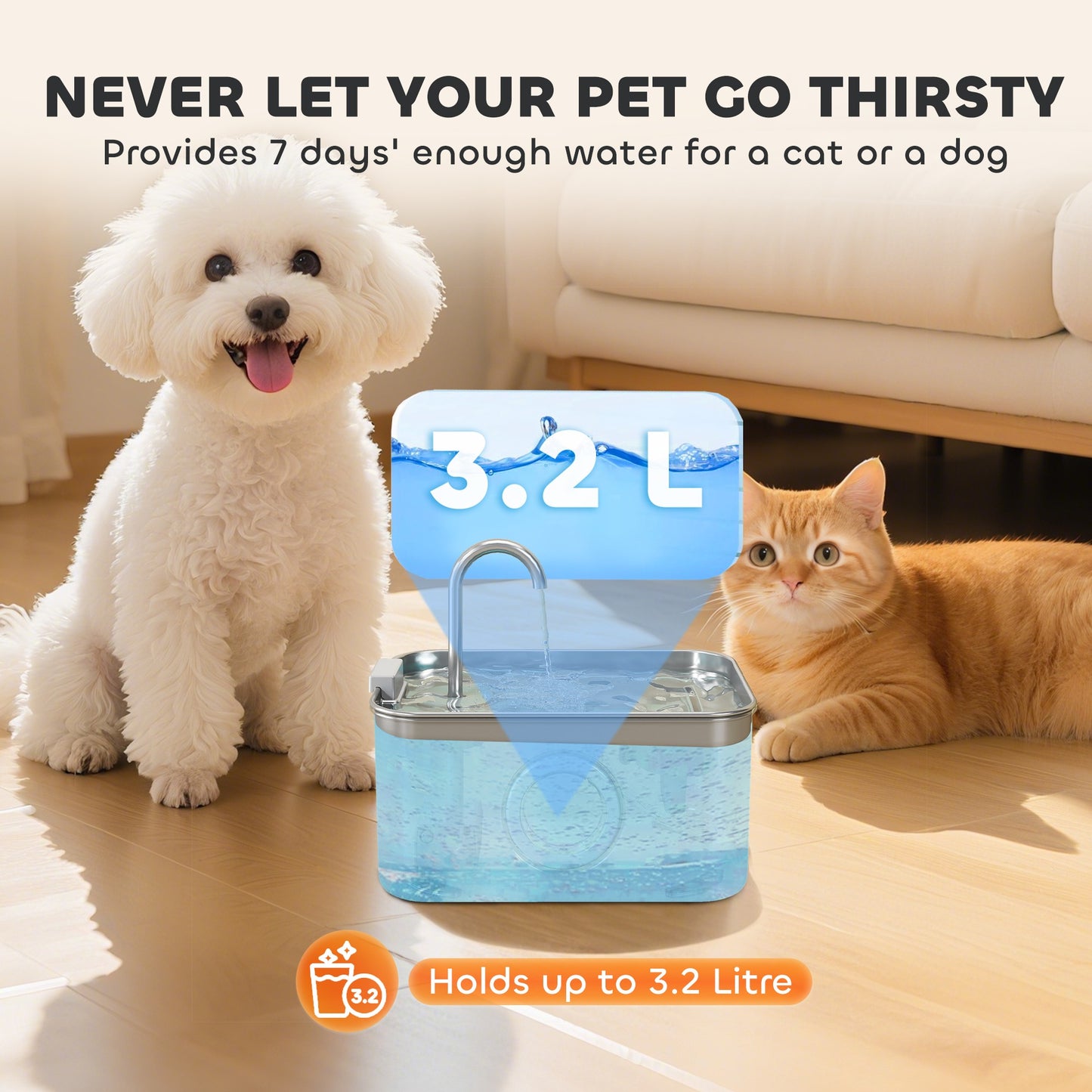 Stainless Steel Cat Water Fountain