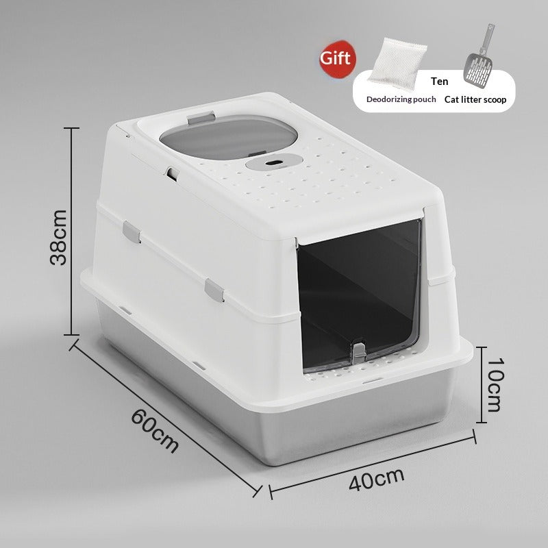 Stainless Steel Semi-Enclosed Cat Litter Box