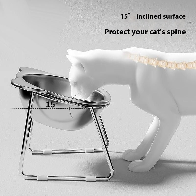 Stainless Steel Elevated Cat Bowl — 304 Grade with Anti-Tip Stand