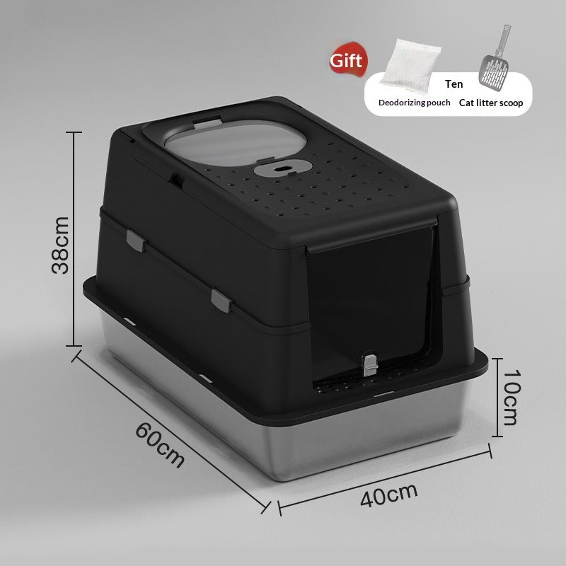 Stainless Steel Semi-Enclosed Cat Litter Box